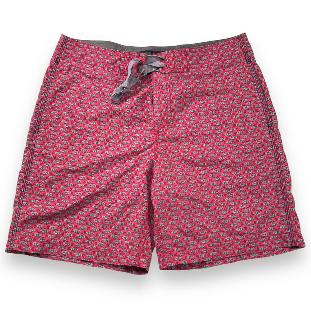 Reyn Spooner Mens 32 Swim Trunks 7" Hawaiian Fish All over Print Pockets Lined